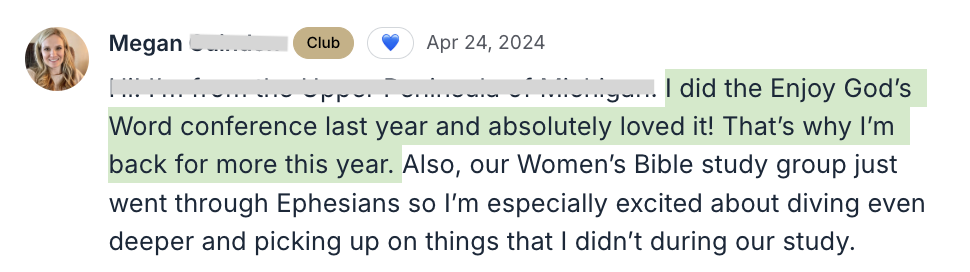 Megan testimonial